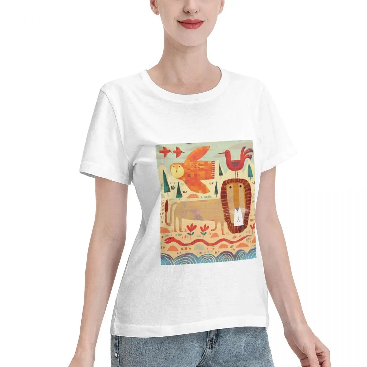 Plus Size Available Lion Owl Snake And Bird Women's T-shirt Trending Fashion Plus Size Women Tee
