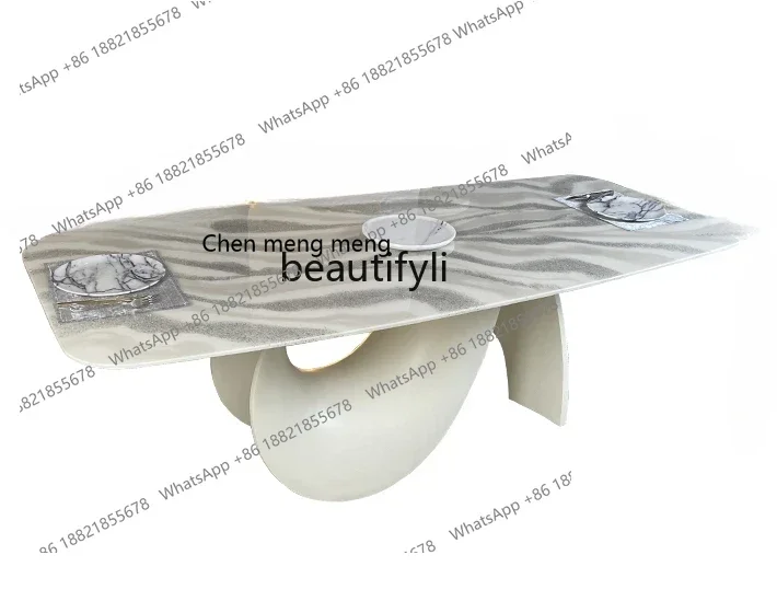 

P178 Designer French Cream Style Modern Italian Style Light Luxury Large Apartment Dining Table Marble Dining Table Home