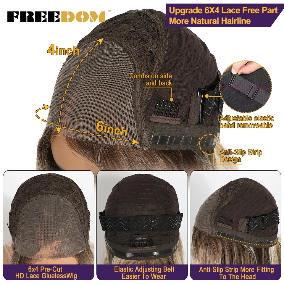 الحرية الاصطناعية الدانتيل الجبهة الباروكات للنساء 6X4 مستقيم الطبقات قبل قطعها شعر مستعار أومبير شقراء الأبيض ارتداء والذهاب غلويليس الباروكات #4
