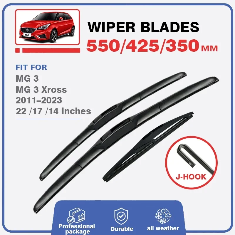 

Front Rear Wiper Blades Set 3 2011 - 2023 MG3 Xross Windshield Windscreen Window 22"17"14" Brushes Washer 2016 2019 2014