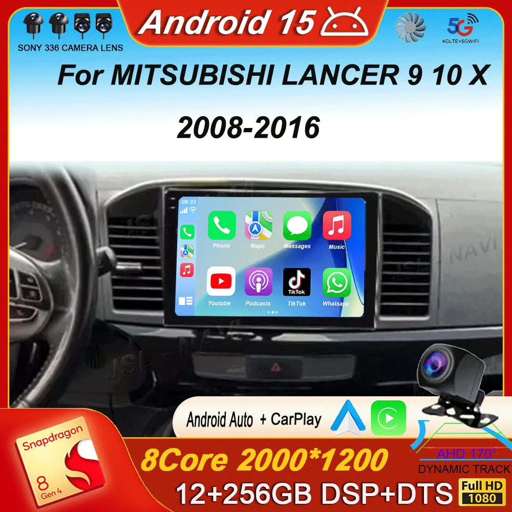 

9 дюймов для MITSUBISHI LANCER 9 10 X 2008-2016 видеоплеер Android 15 автомобильное радио стерео аудио GPS Carplay авто экран