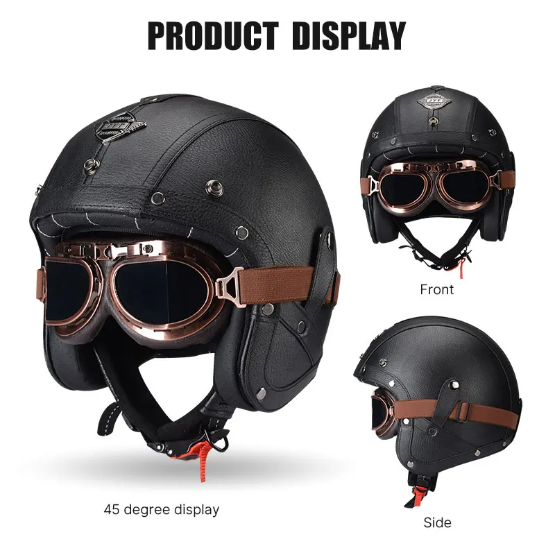Open Face 3/4 Motorcycle Helmet Personalized Men and Women Vintage Retro Motorbike Cascos De Motociclistas Helmets Motorrad Helm