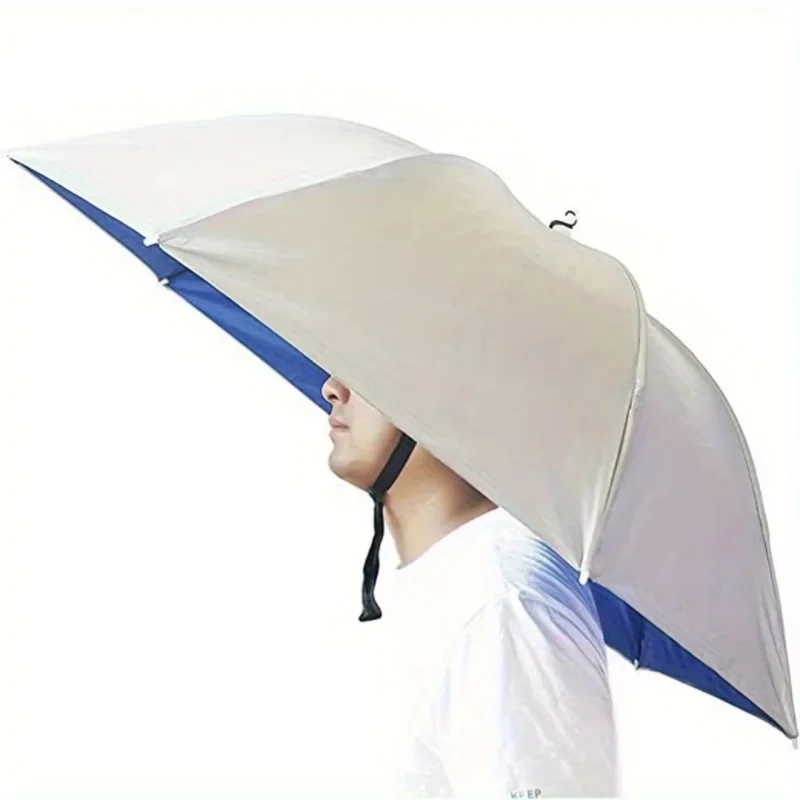 Large Size Head Wear Fishing Umbrella Cap, Portable Foldable Sun Rain Hat Umbrella, Universal Outdoor Head Cap Umbrella for Men