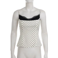 SUCHCUTE Chic Lace Patchwork Polka Dot Camis Tops Elegant Sleeveless Tank Tops Summer Casual Daily Wear Streetwear Camisole 2026 - Image 4