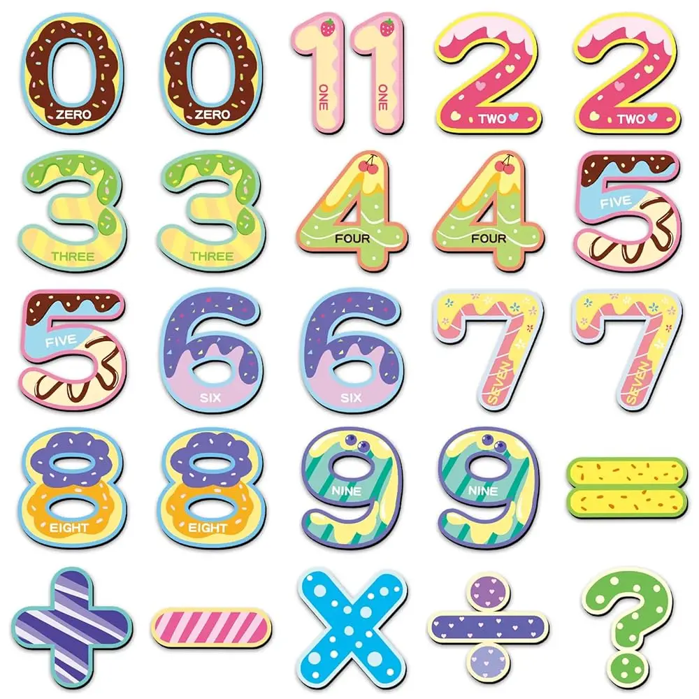 

78 шт. магнитов на холодильник с мультяшными цифрами и символами для десертов - утолщенные картонные мягкие магниты, магнитные для обучения математике в школе
