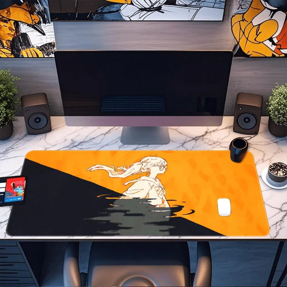 Anime Girl Game Mouse Pad - Orange Background Alfombrilla Ratón Decoração Setup Gamer Mousepad Gamer Offices Accessories