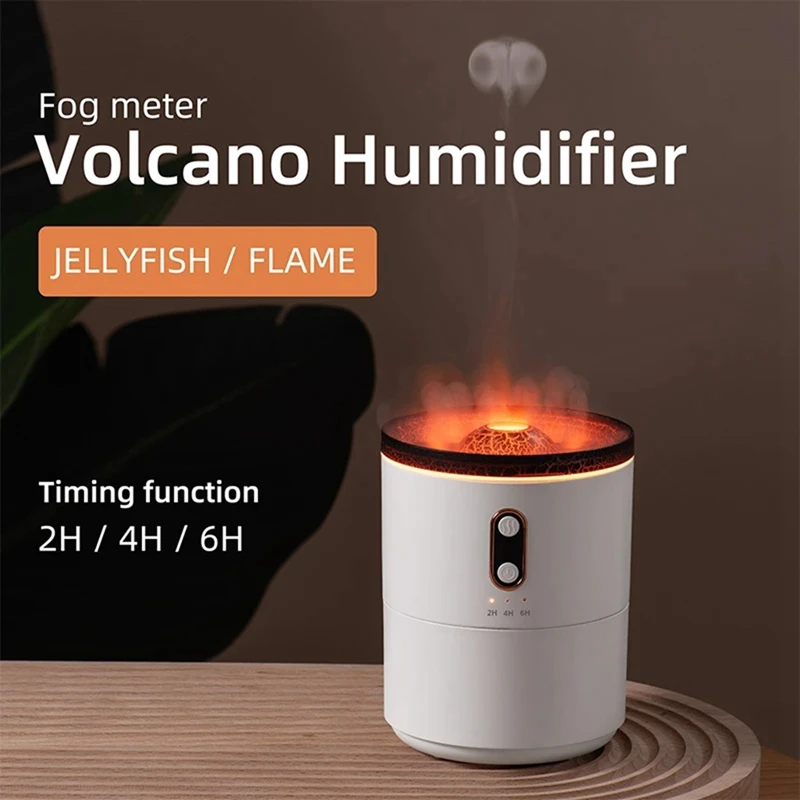 Diffuseur d'huile aromatique de flamme volcanique 450Ml, anneau de fumée de méduse humidificateur d'air de bureau USB petit atomiseur d'air