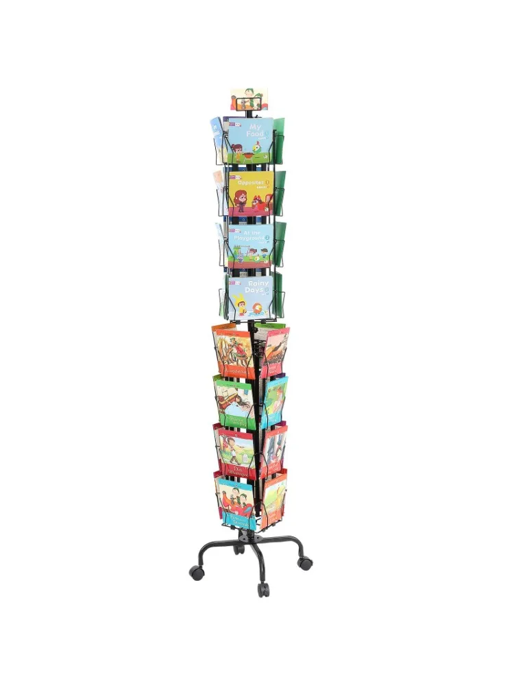 Greeting Card Display Stand, 32 Pockets Rotating Postcard Brochure Display Stand, 360° Rotating Card Display Stand