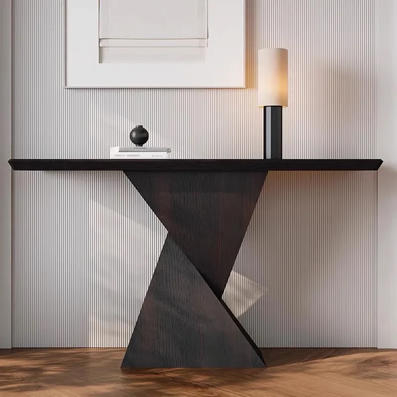 Modern solid wood oak durable entrance table with storage space, suitable for living and dining room home decoration