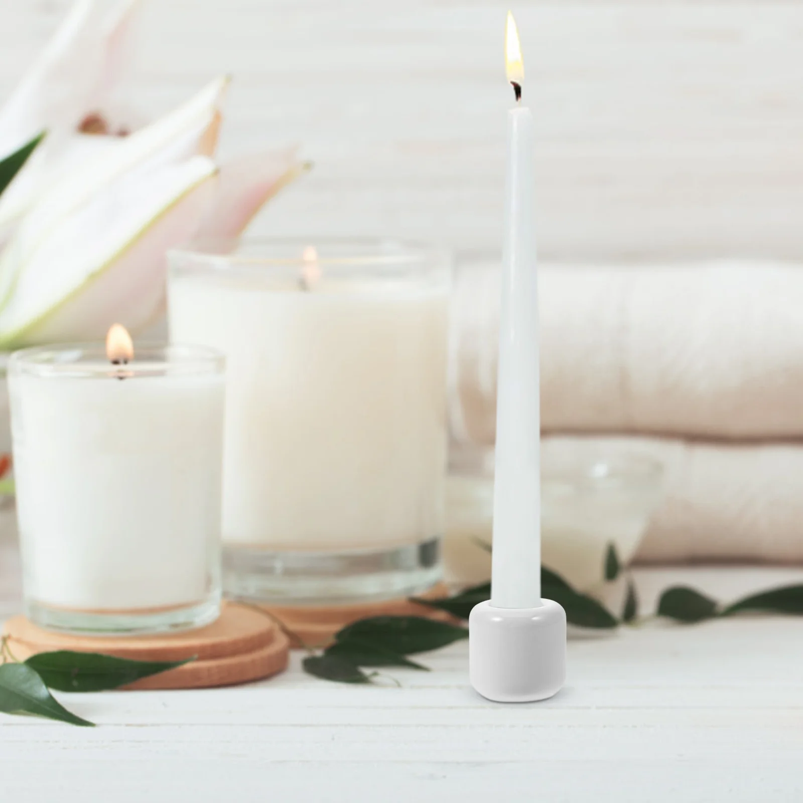 

5Pcs Ceramic Chime Holder Exquisite Round Design Home Decor Prayer Ceremony Mini Holders