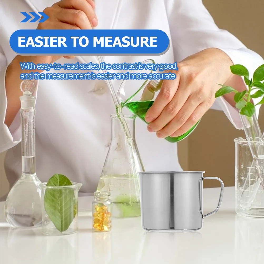 Aço inoxidável Experimental Measuring Cup com Escala, leite Laboratório Sturdy Beaker