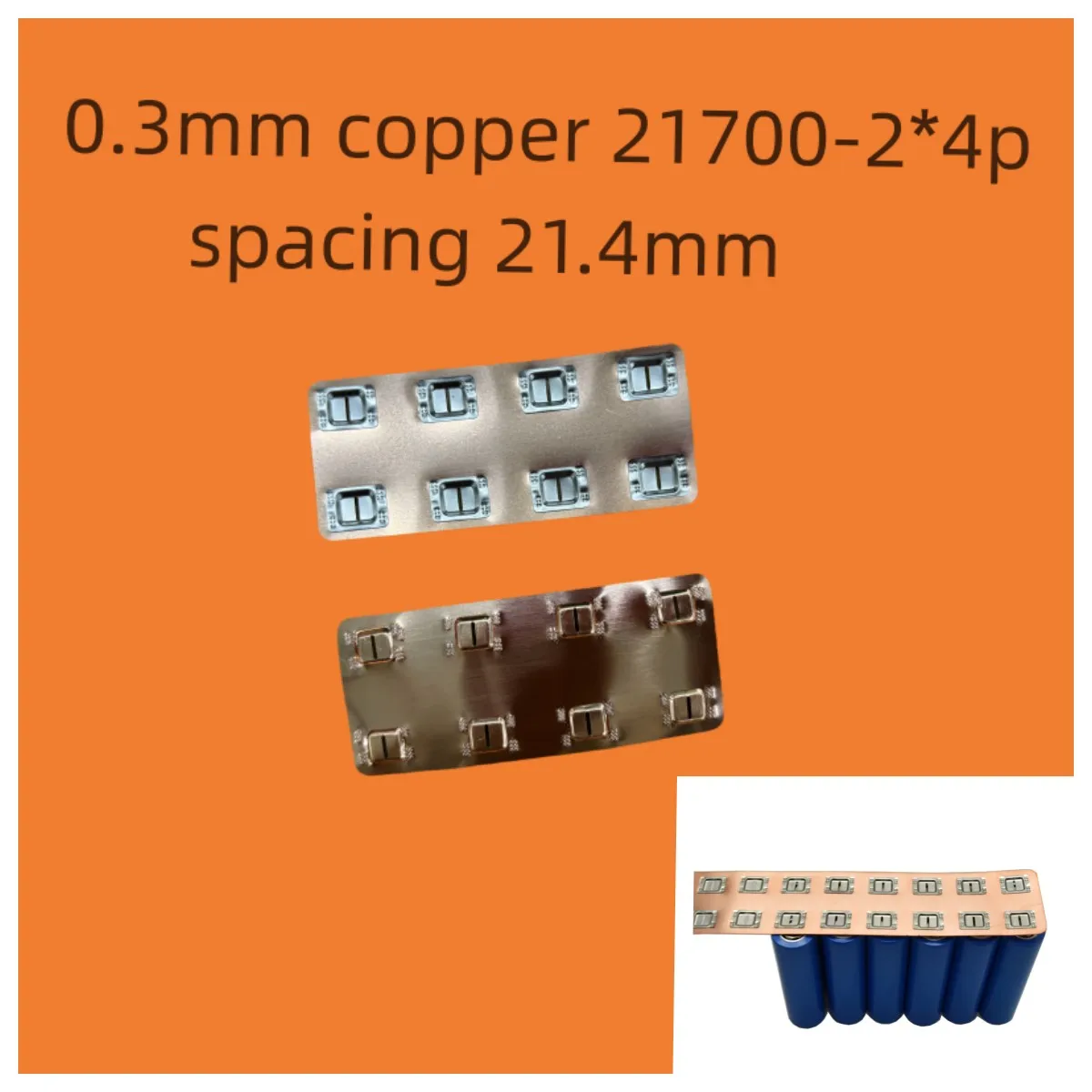 21700-2*4P Electric Four-wheel Vehicle Battery Copper Busbar 0.3mm 21.4mm Square Arrangement Custom Battery Connector 20PCS