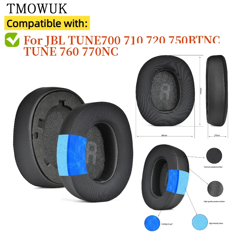 

Cooling Gel Football mesh memory sponge Ear Pads for JBL TUNE700 710 720 750BTNC TUNE 760 770NC Headphones, Ear Pads Cushions