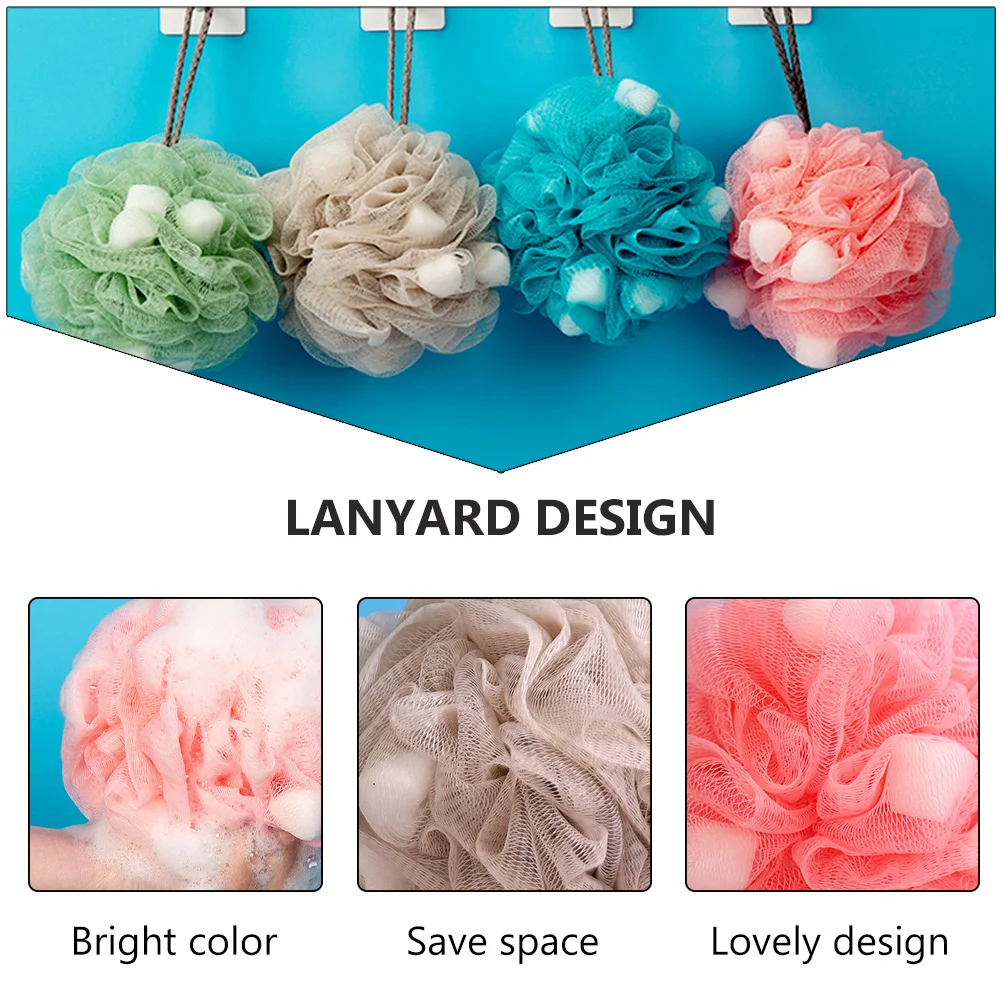 

5pcs Bathing Scrubbers Household Shower Ball Sponge Bath Flower Thick Soft Pe Material Exfoliating Quick-Drying