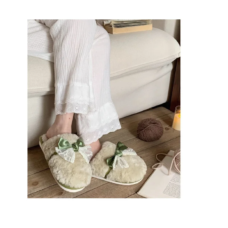 

New Cotton Slippers Winter Women's Home Warm Indoor Furry Slippers Outdoor Non-Slip Home Half Slippers Cotton Shoes