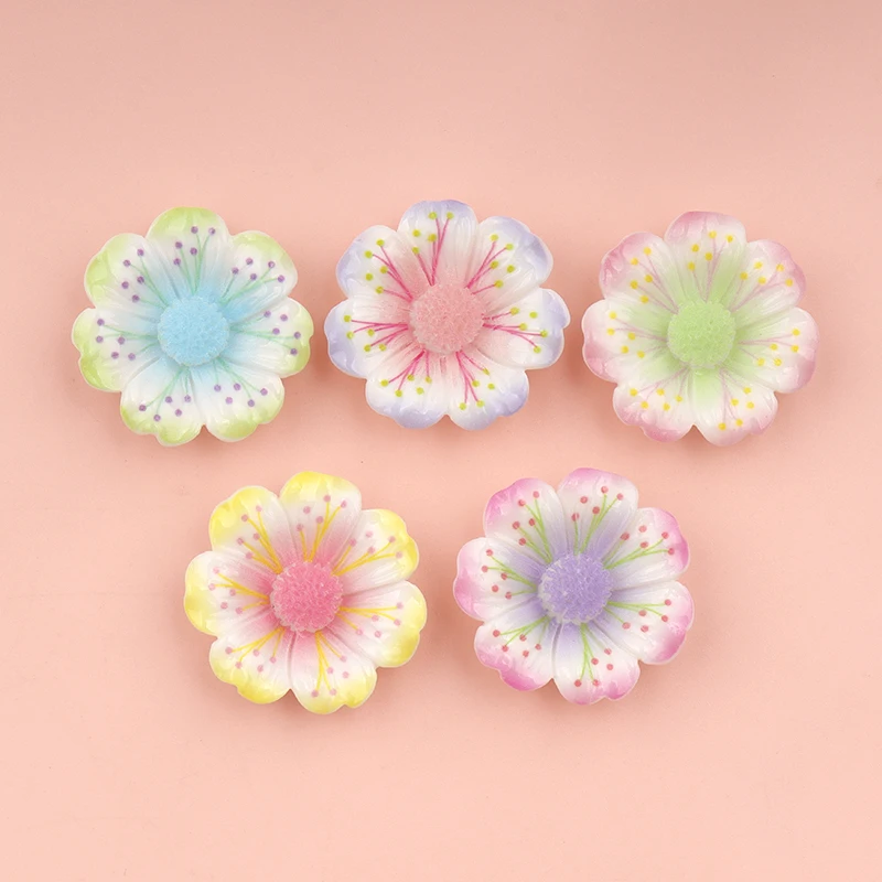 10/100pcs Kawaii Flowers Flatback Resin Cabochon for Hair Bows Center DIY Scrapbooking Headwear Decoration