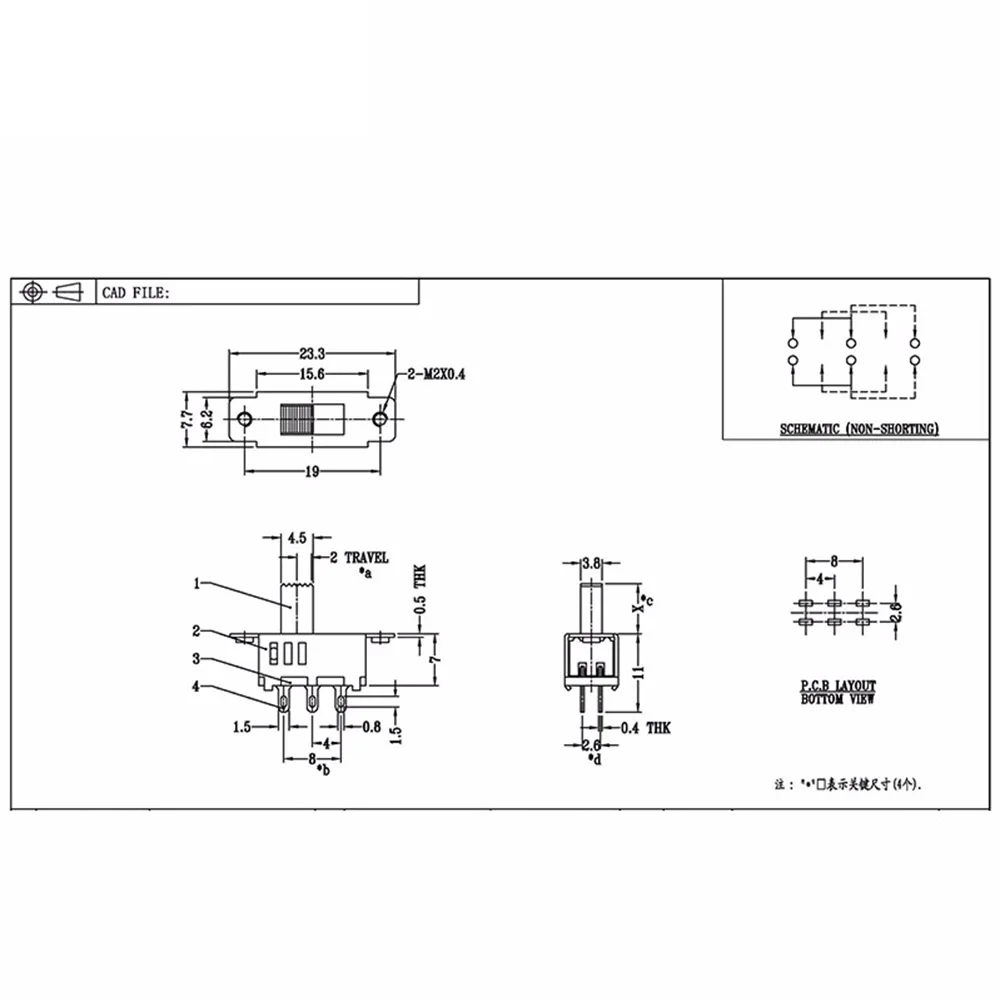 10pcs On-Off 3 Position 6P PCB Panel Slide Switch Panel Mount Vertical Slide Switch 6 Pin Toggle Switch Handle High 5mm