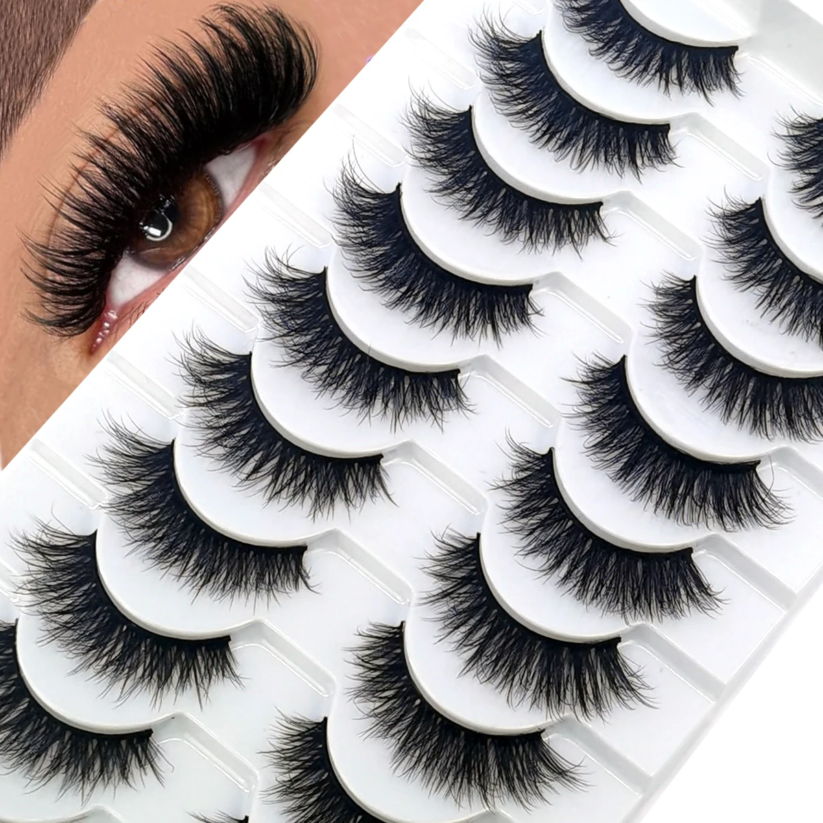 HBZGTLAD 10 ペアフェイクミンクつけまつげナチュラルロングメイクアップ 3d ミンクまつげエクステンションまつげショートミンクまつげ美容用