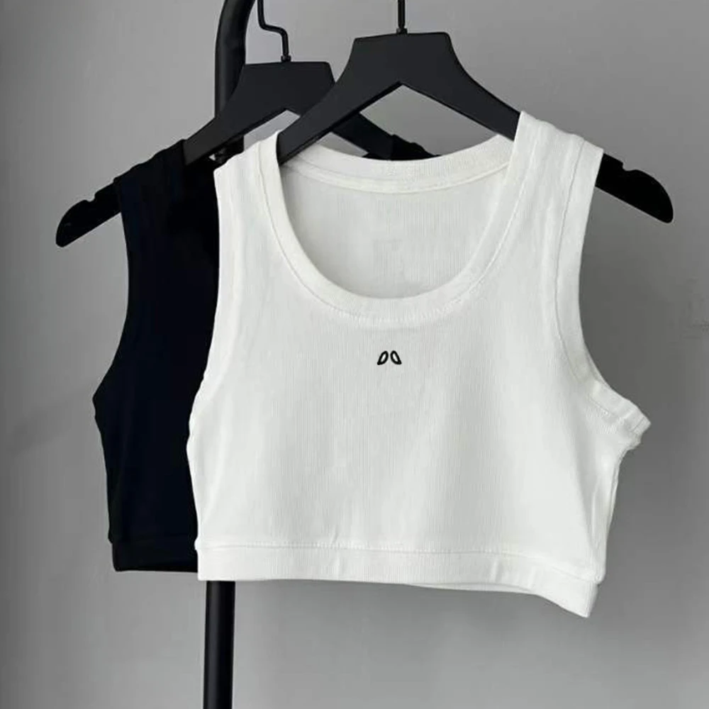 

Women Tank Top Summer Casual Sexy Ribbed Sleeveless Crop Tops Corset Slim Cropped Top White Vests Female Y2K Streetwear Vest