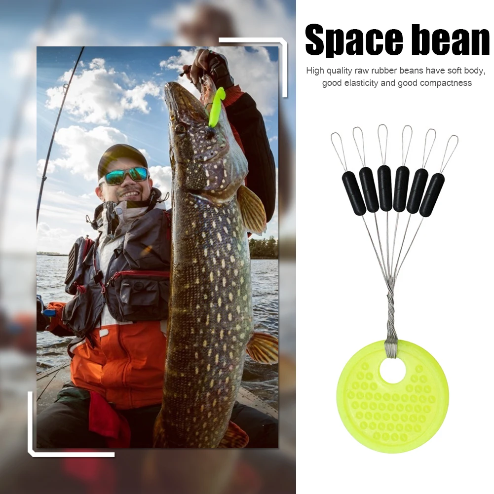 60 قطعة 10 مجموعة مجموعة سدادة فاصوليا الفضاء المطاطية لأدوات تعويم الأسماك #3