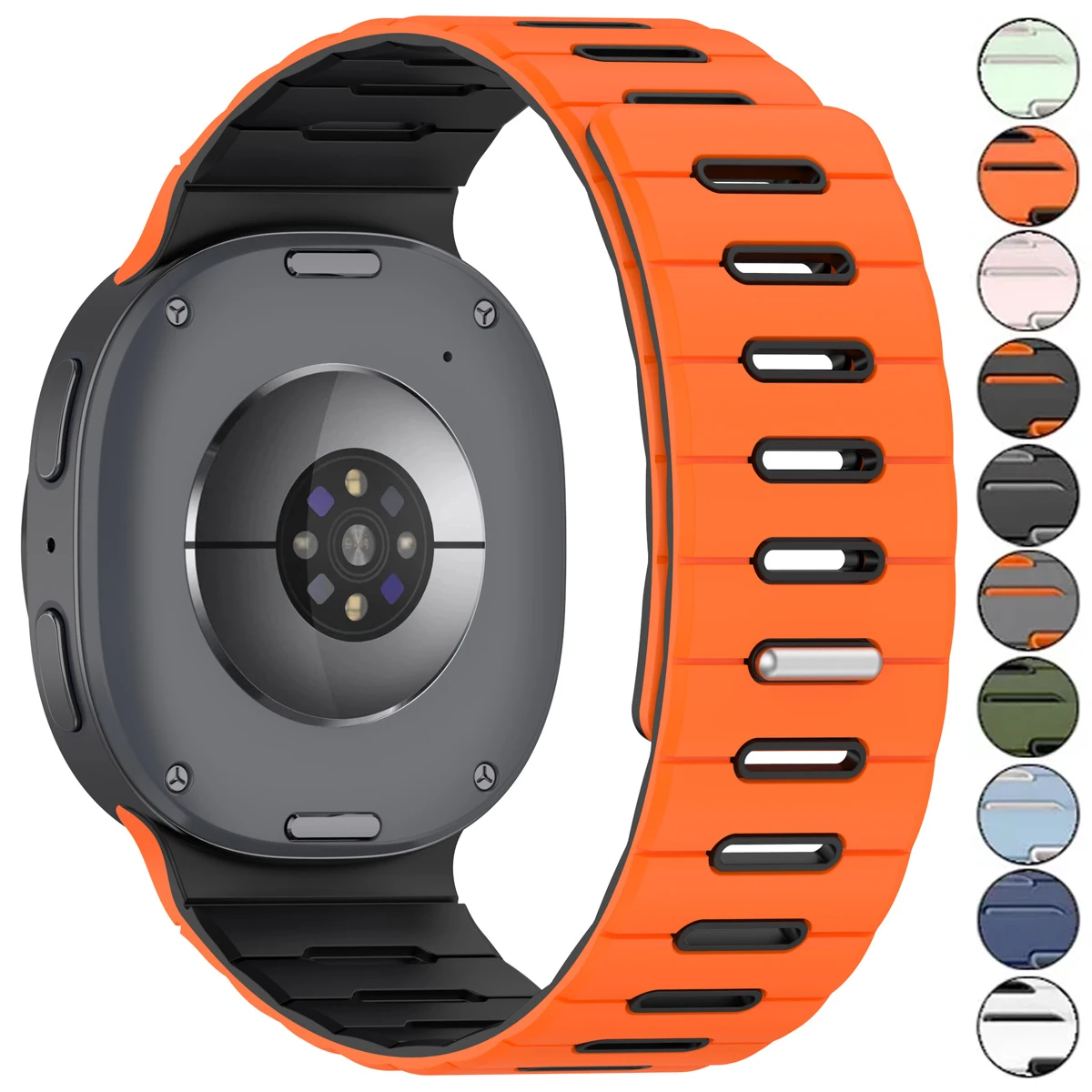Zweifarbiges Silikonarmband für Samsung Watch 9/8/8Classic Sportliches Magnetarmband für Galaxy Watch Ultra 2/1 Austauschbares Zubehör