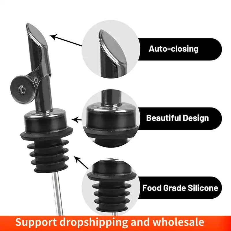 AA86 Liquor Pour Spout For Bottles, Hygienic Quick Bottle Pourer With Adapters For Large Neck Bottles, Auto-Open/Close