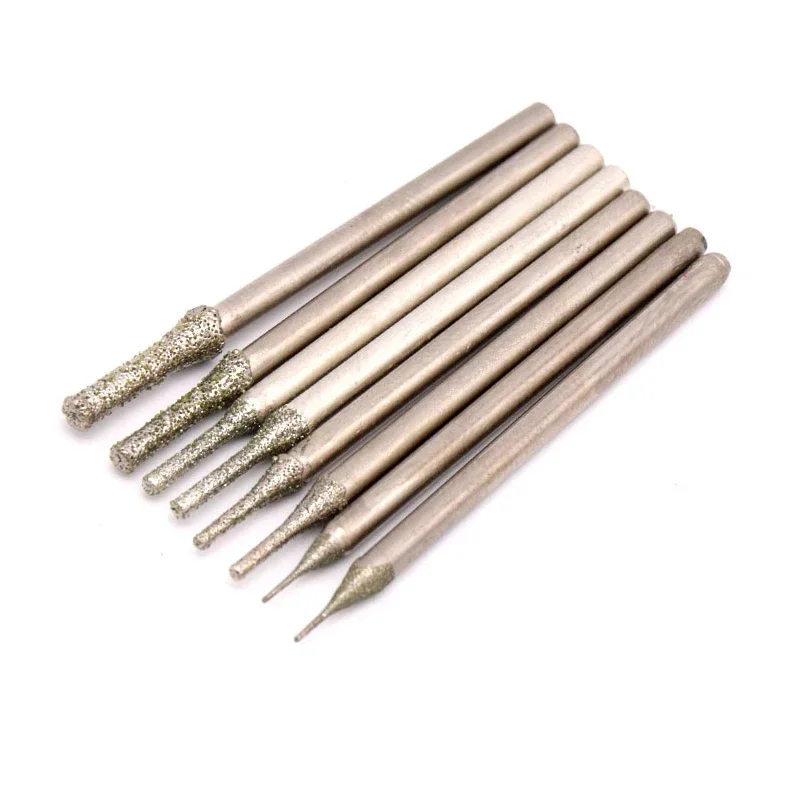 10 pezzi all'ingrosso 0.4-3mm punta da trapano con punta diamantata 2.35mm gambo per gioielli in piastrelle punta da trapano in vetro s un ago