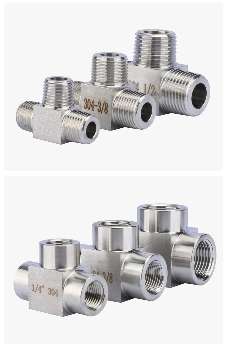 10-個-304-ステンレス鋼高圧肥厚雌ねじティーコネクタねじ圧力計-1-2-3-4-m20-14-15
