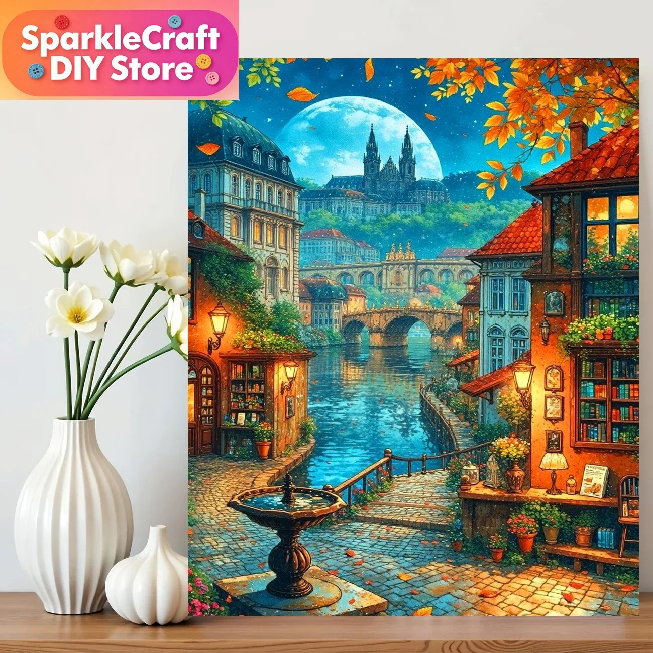 

1pc frameless Diamond Painting City Street Landscape Full Kits Hobby Creative Mosaic Picture Of Rhinestones Art Craft Home Deco