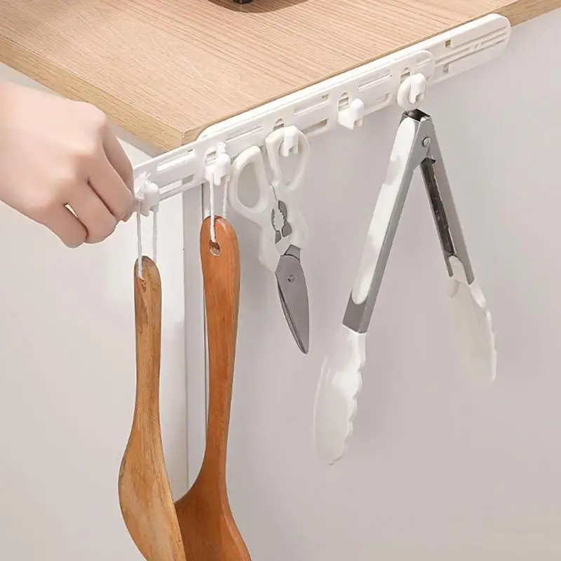 1pcs Slide Stretch Hook Wall Mounted Gap Expansion Sticky Hook Towel Hanger Kitchen Bathroom Space Saving Storage Hooks