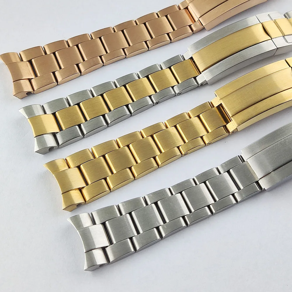 20mm stainless steel strap with adjustable length suitable for  NH35 case silver/black/gold/rose gold