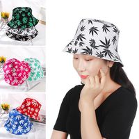 New Fashion Print Cotton Hip Hop Cap Fisherman Hats Boonie Gift Maple Leaf