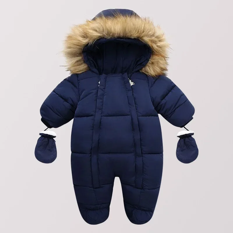 winter  jacket plus velvet baby girl Rompers snow-proof down cotton baby boy Romper newborn toddler jumpsuit baby clothes