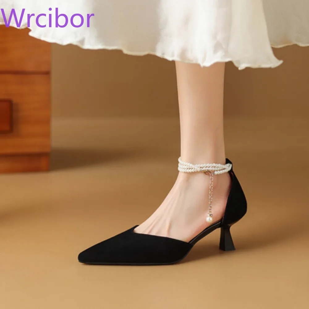 

Womens Sandals Ankle Strap The Upper Is Made of Cow Leather The Heel Is Empty A Buckle Belt New Summer Cool and Comfort