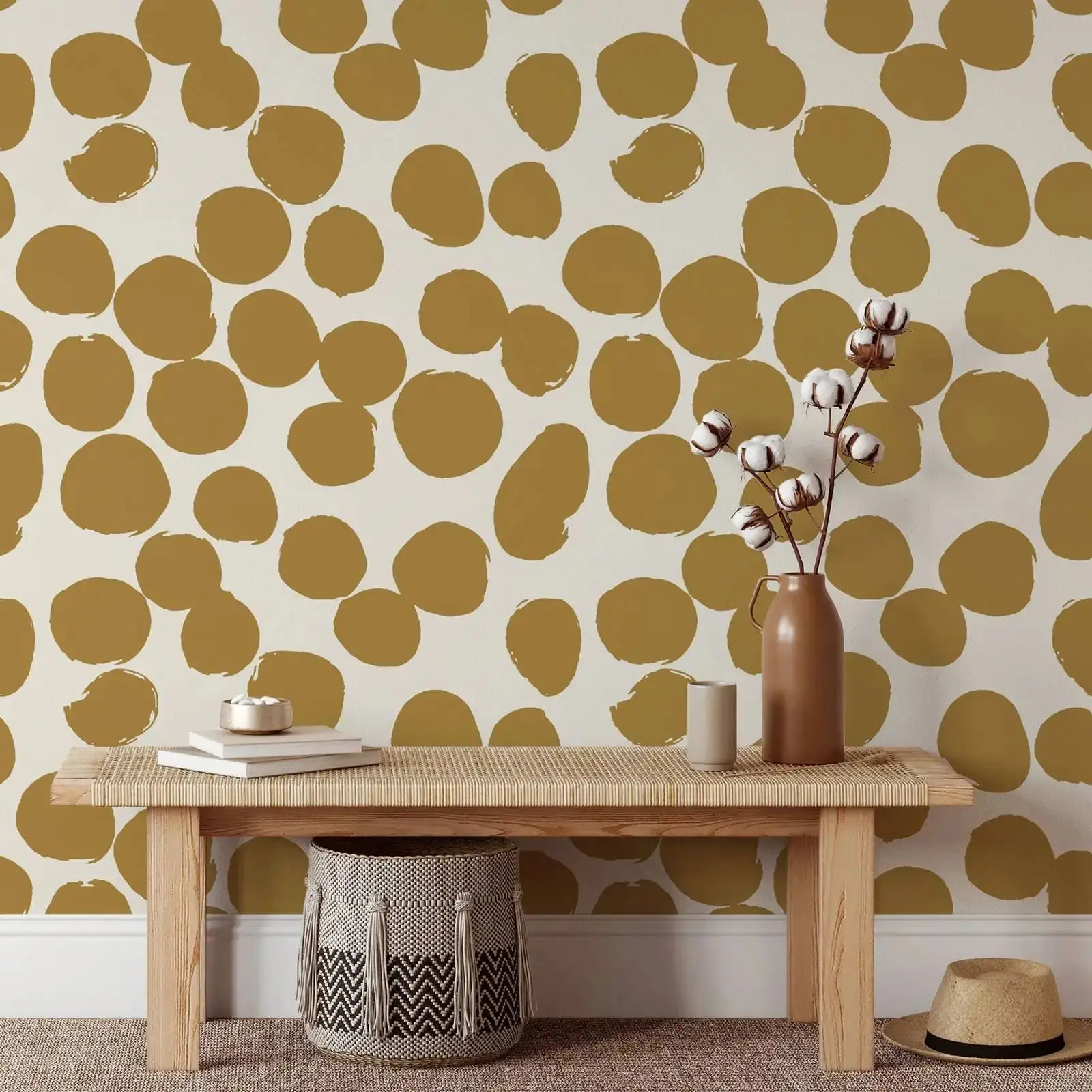 

Обои с желтыми точками, отслаивающиеся и наклейные, желтая настенная бумага для декора стен, украшение дома или традиционная нетканая настенная роспись без наклеивания