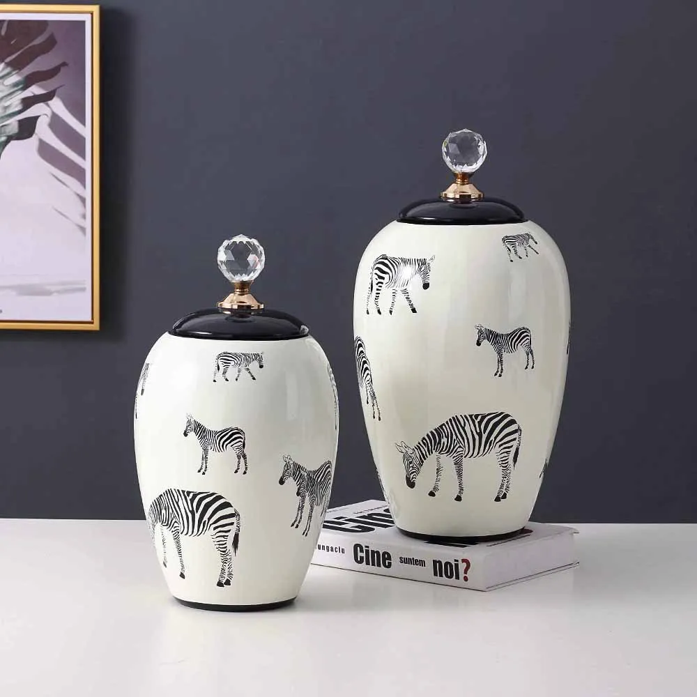 

Creative Zebra Ceramic Storage Jars Modern Simple Living Room Decoration Vase Ornament Bedside Table Furnishing Home Decore