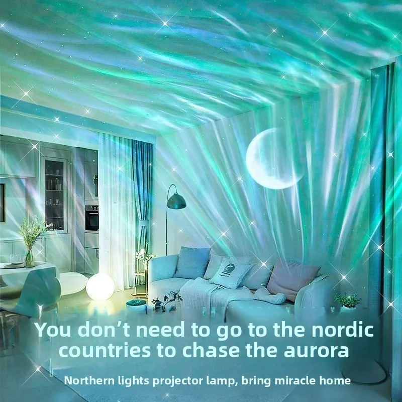 Northern Lights starry sky projection night light, romantic bedroom atmosphere, emotional tone birthday gift
