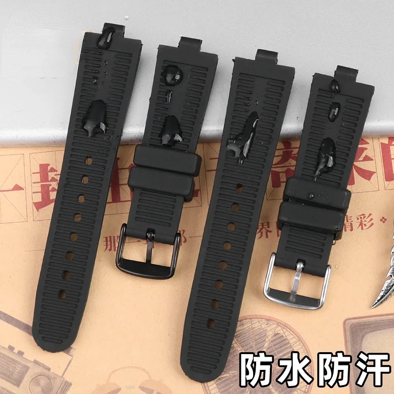 Rubber Watch Strap for Bvlgari Diagono Convex Joint Black Waterproof Sweat-Proof Silicone Watchband Accessories 22 * 7mm