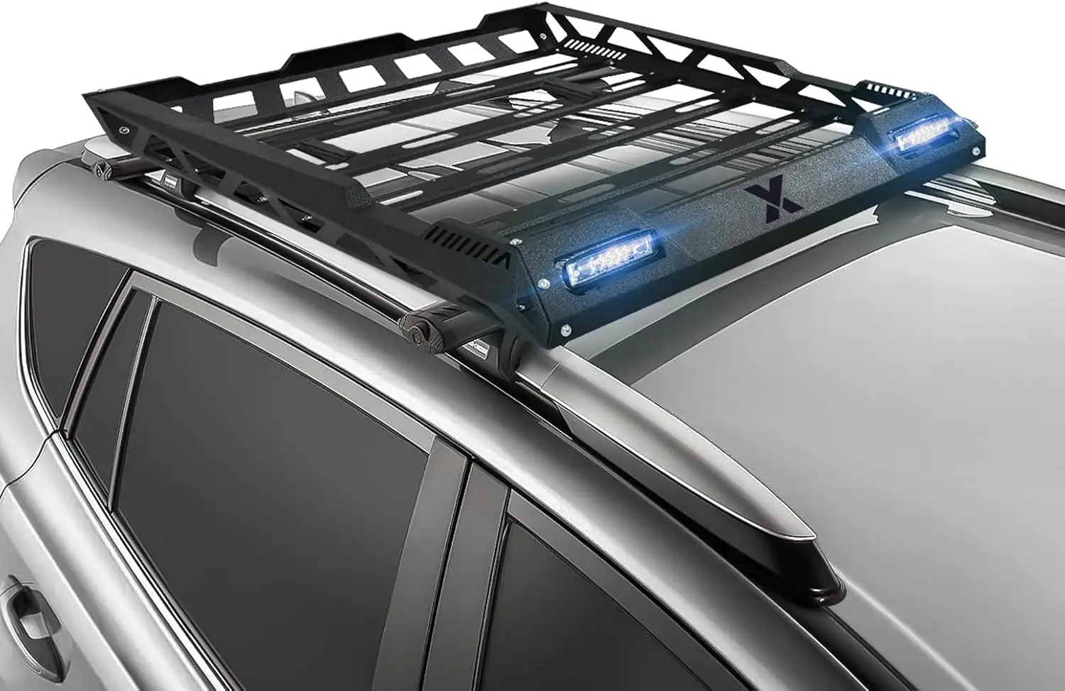 55'' x 41'' Roof Rack Cargo Basket with Cargo Net, Heavy-Duty Roof Luggage Suitcase Storage Carrier