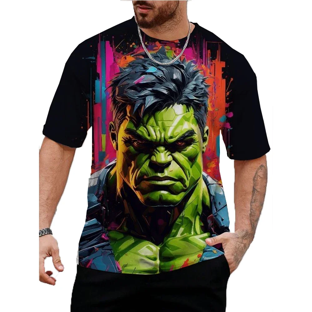 

Summer Marvel Hulk print Men's T-shirts Cartoon Pattern Casual Crew Neck Loose Short Sleeve Tops Oversized Men Clothing