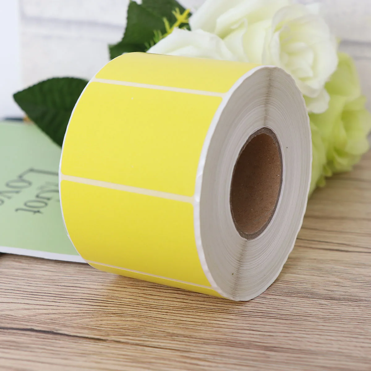 

60x40mm Thermal Labels Self Adhesive Blank Stickers Yellow Circle Waterproof Oilproof Antifriction Eco Friendly File
