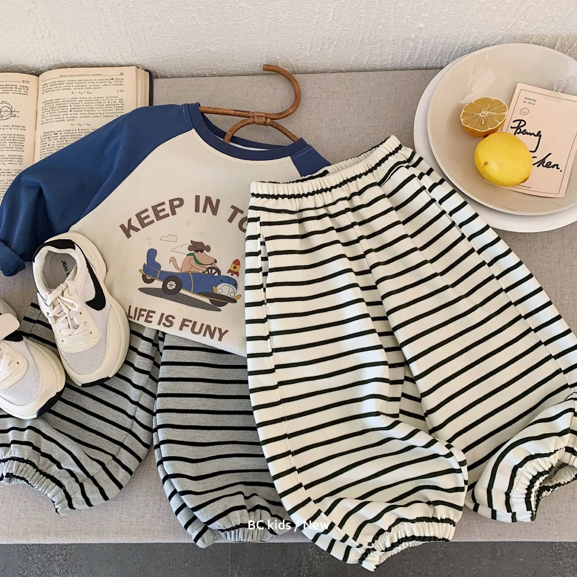 

Baby Boys Sport Pants Autumn Simple Striped Pocket 1-8Y Boys Harem Pants Elastic Waist Casual Versatile Kids Baby Boys Pants