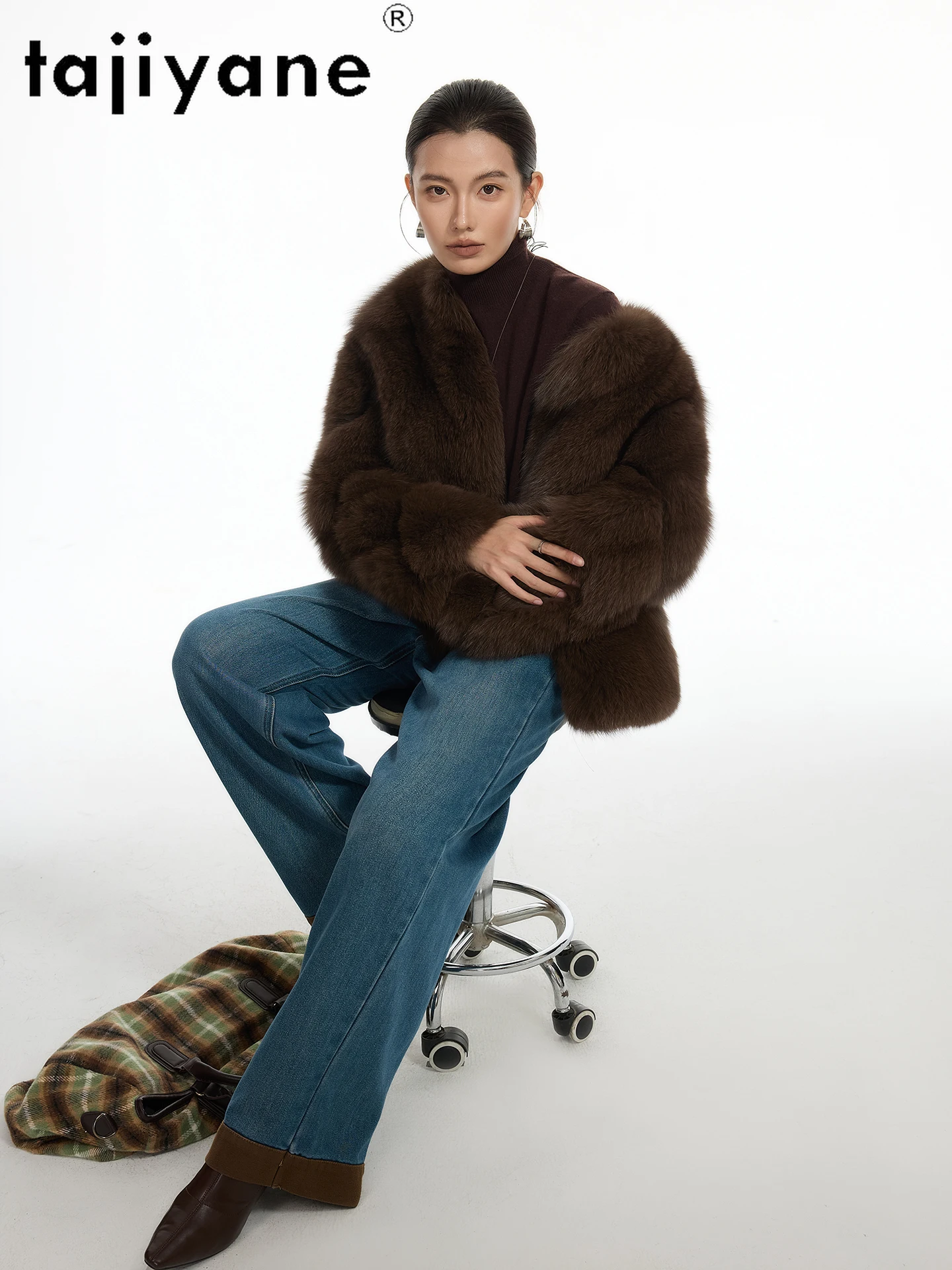 TAJIYANE 100% 천연 여우털 코트 여성 프리미엄 리얼 퍼 아우터웨어 스타일리시 따뜻한 겨울 재킷 여성 의류 2025 여성복