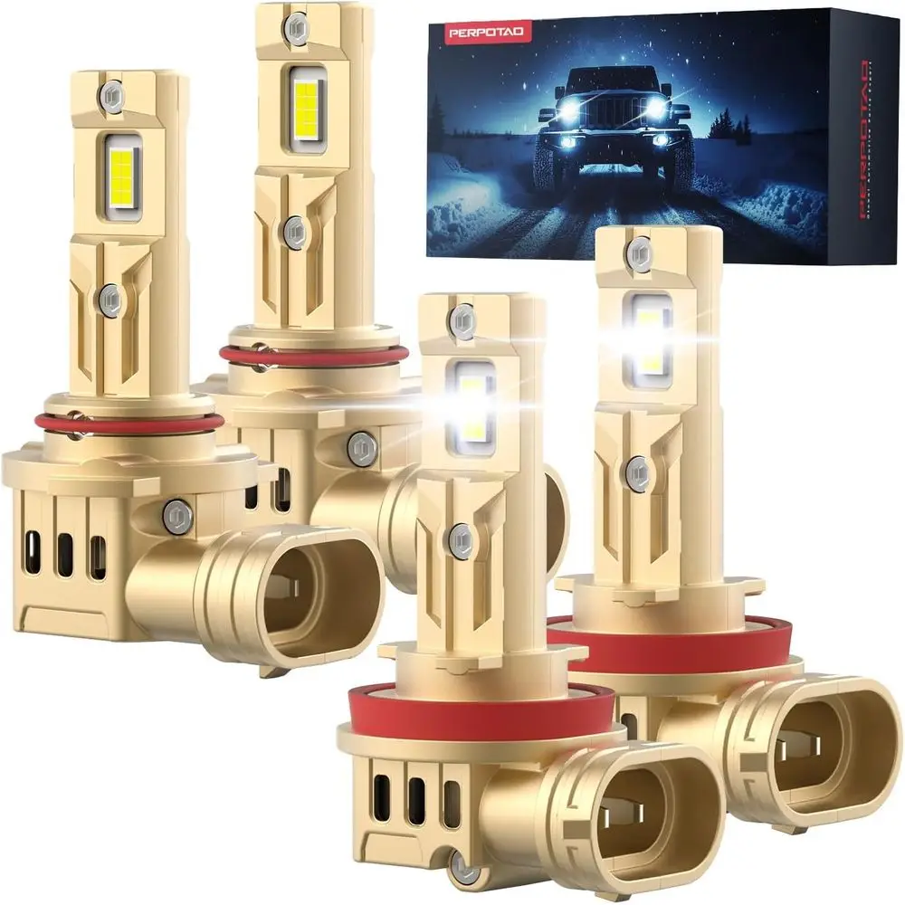 

Сверхъяркие лампы H11 9005, 70 000 лм, срок службы 60 000 часов, белый свет 6000K, IP68, Plug-and-Play, комплект из 4 штук