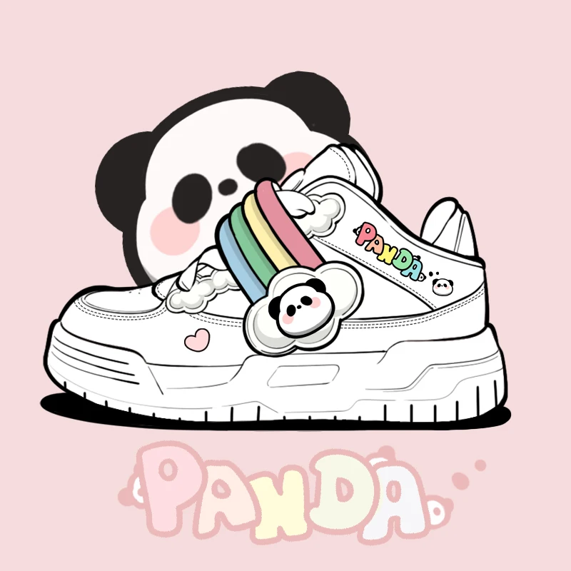 

Amy and Michael 2024 New Fashion Trend Rainbow Shoes Cute Girls Students Chunky Casual Sneakers Female Women White Trainers