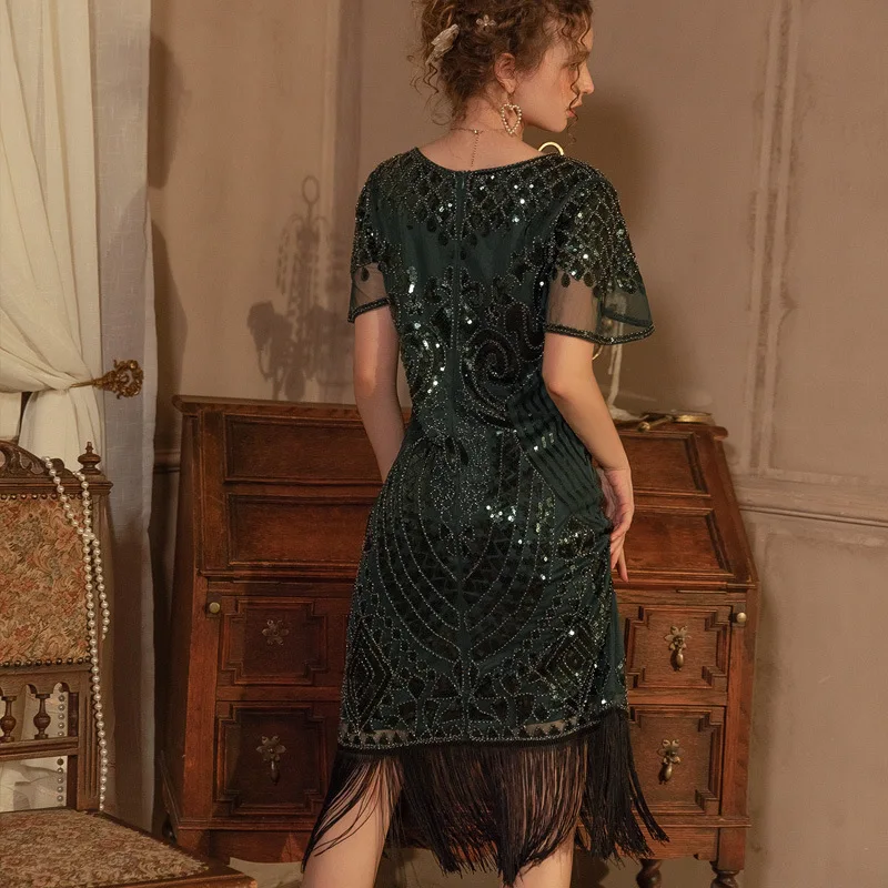 Retro Heavy Industry เล็บลูกปัดเลื่อมพู่ชุดยอดนิยมยุโรปและอเมริกาปาร์ตี้เต้นรําชุด High-end บรรยากาศงานแต่งงาน