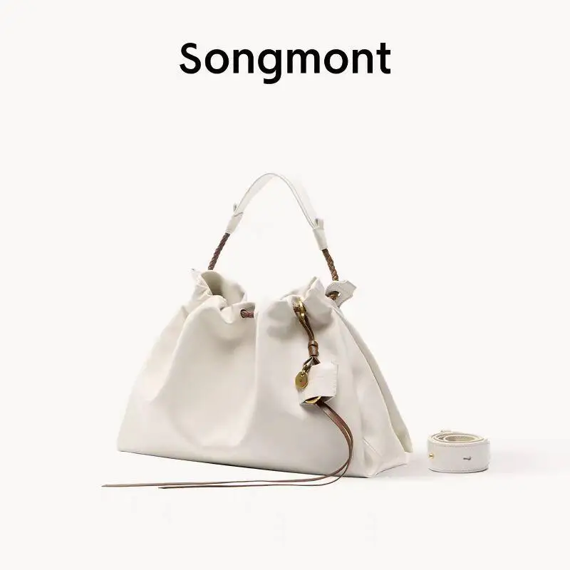 

Songmont Leather Drawstring Bucket Bag 2025 New Collection Multi Color Choice Medium Mini Size Casual Chic Daypack Purse