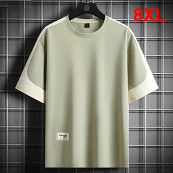 T-shirt estiva a maniche corte da uomo 8XL Plus Size top Tees maglietta Patchwork moda Casual taglia grande 8XL