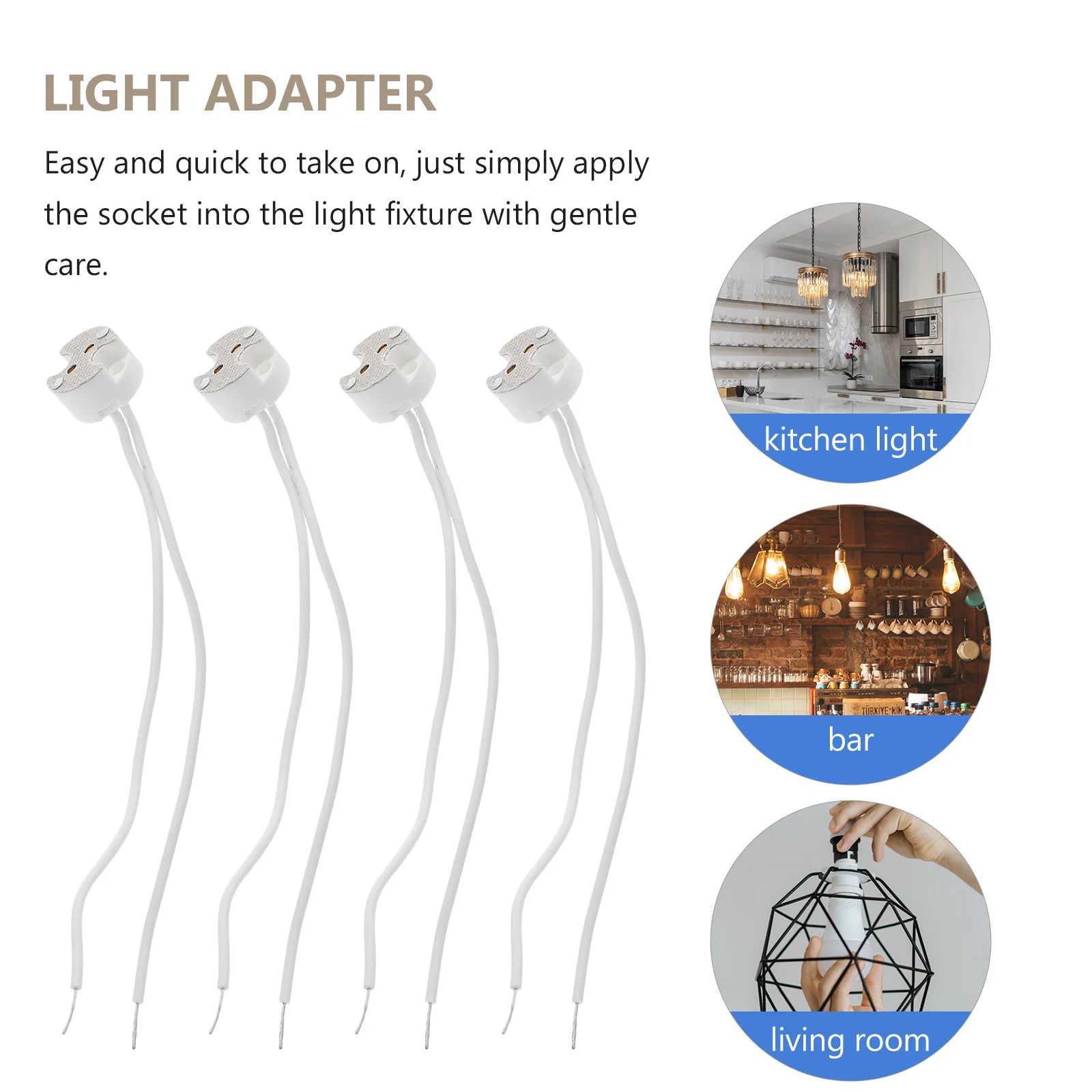 

20Pcs Lamp Socket Adapter Ceramic Heat Resistant Easy to Install Socket for LED and Halogen Bulbs Bulb Connector Base