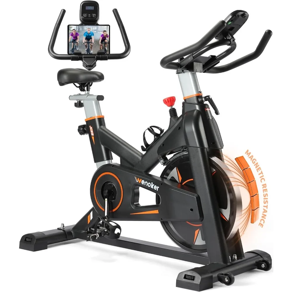 

Magnetic Resistance Stationary Bike for Home，Indoor Bike with Whisper Quiet，Heavy Flywheel and Upgraded LCD Monitor